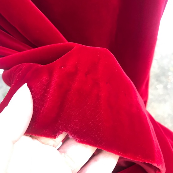 Vintage 70’s does 40’s red velvet long belted maxi skirt - Picture 13 of 14